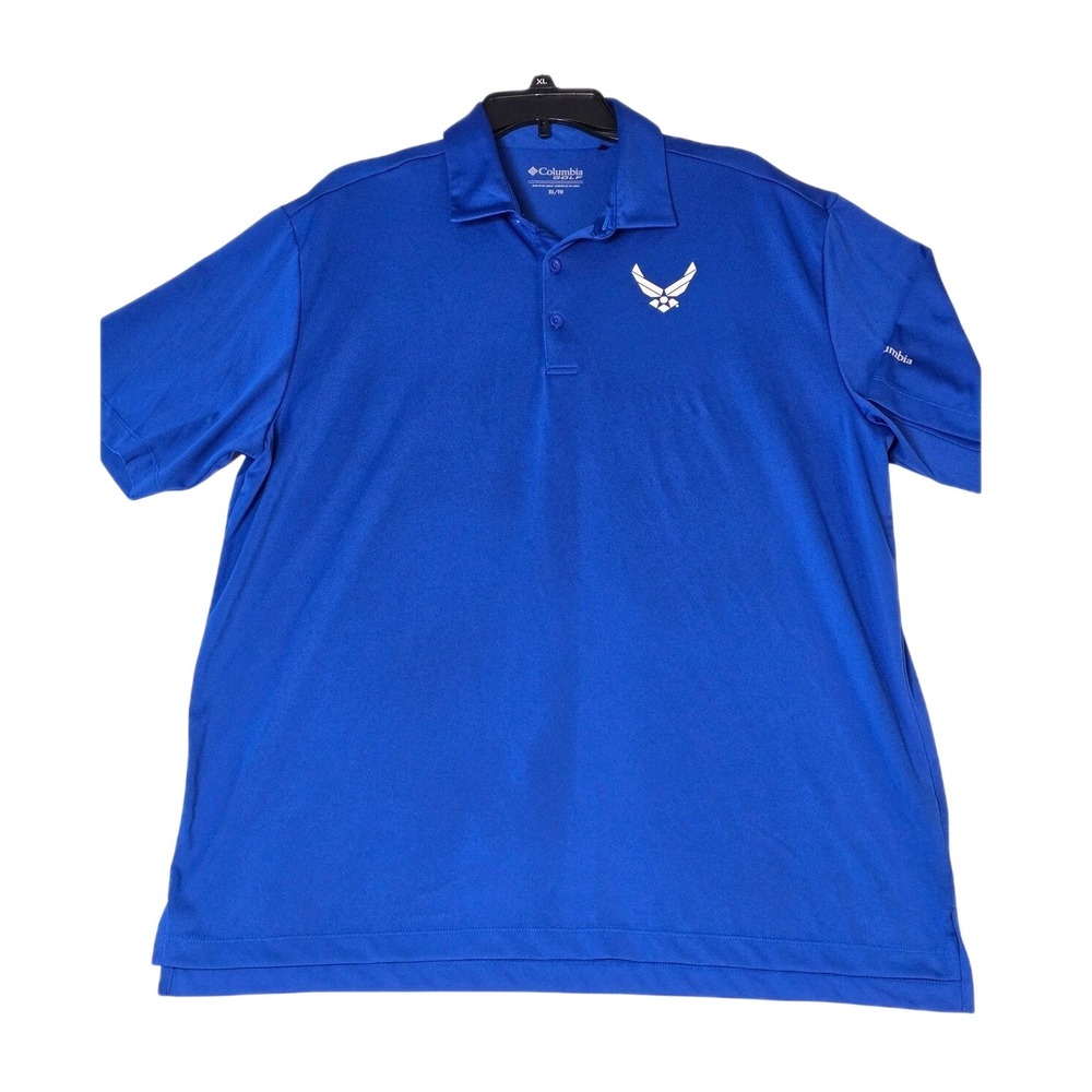 Columbia Golf Mens XL Blue US Air Force Polo Shirt‎ Short Sleeve Performance New